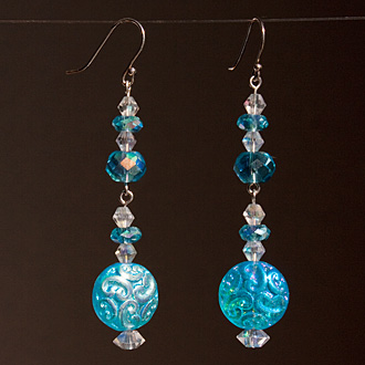 Aqua Textured Discs and Crystals