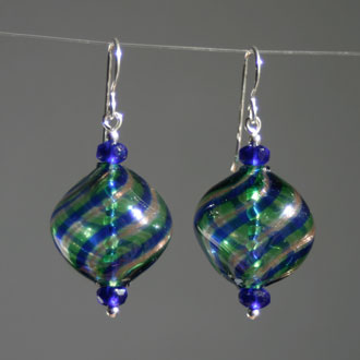 Blue/Green/Bronze Swirls Earrings