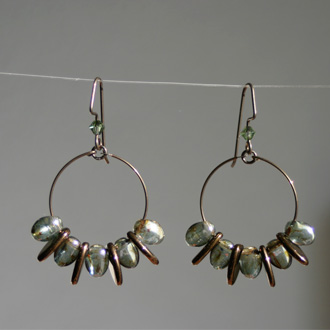 Bronze Hoops with Green