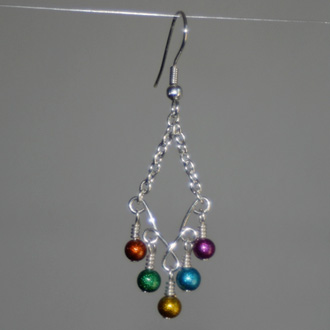 V Chain Chandelier with Colored Balls