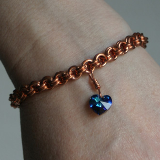 Copper Double Chain with Heart