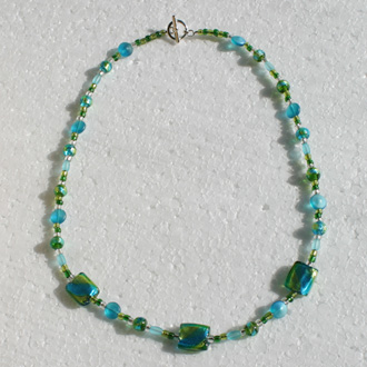 Green Aqua Foil Square Necklace