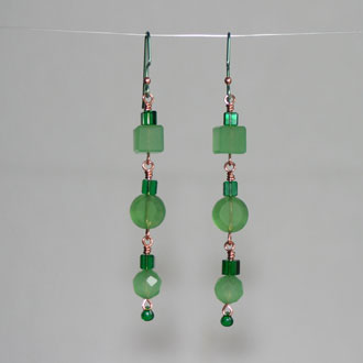Green Frost and Emerald on Copper Wire with Niobium Earwires