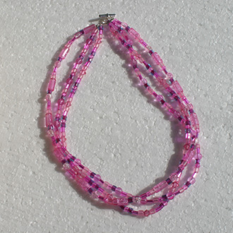 3 Strand Necklace Pink