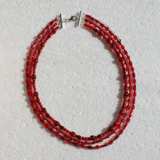 3 Strand Necklace Red