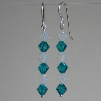 Opal and Blue Zircon Bicone Earrings