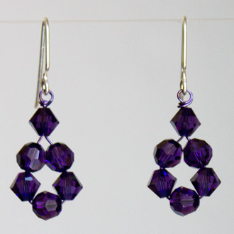 Purple Velvet Rounds and Bicones Earrings