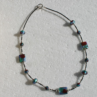 Red Blue Teal Necklace