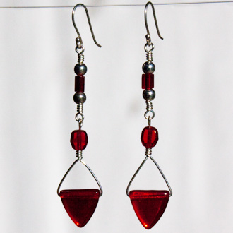 Red Triangles Earrings