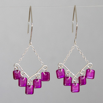 Square Chain Chandelier with Square Earwire and Square Flat Beads
