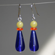 Cobalt Body Orange Neck Yellow Head Earrings