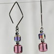Crystal Cubes on Square Earwires
