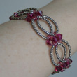 Double Ladder Stitch Bracelet with Fuchsia and Rose Crystals