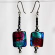 Red Blue Teal Rectangle Earrings